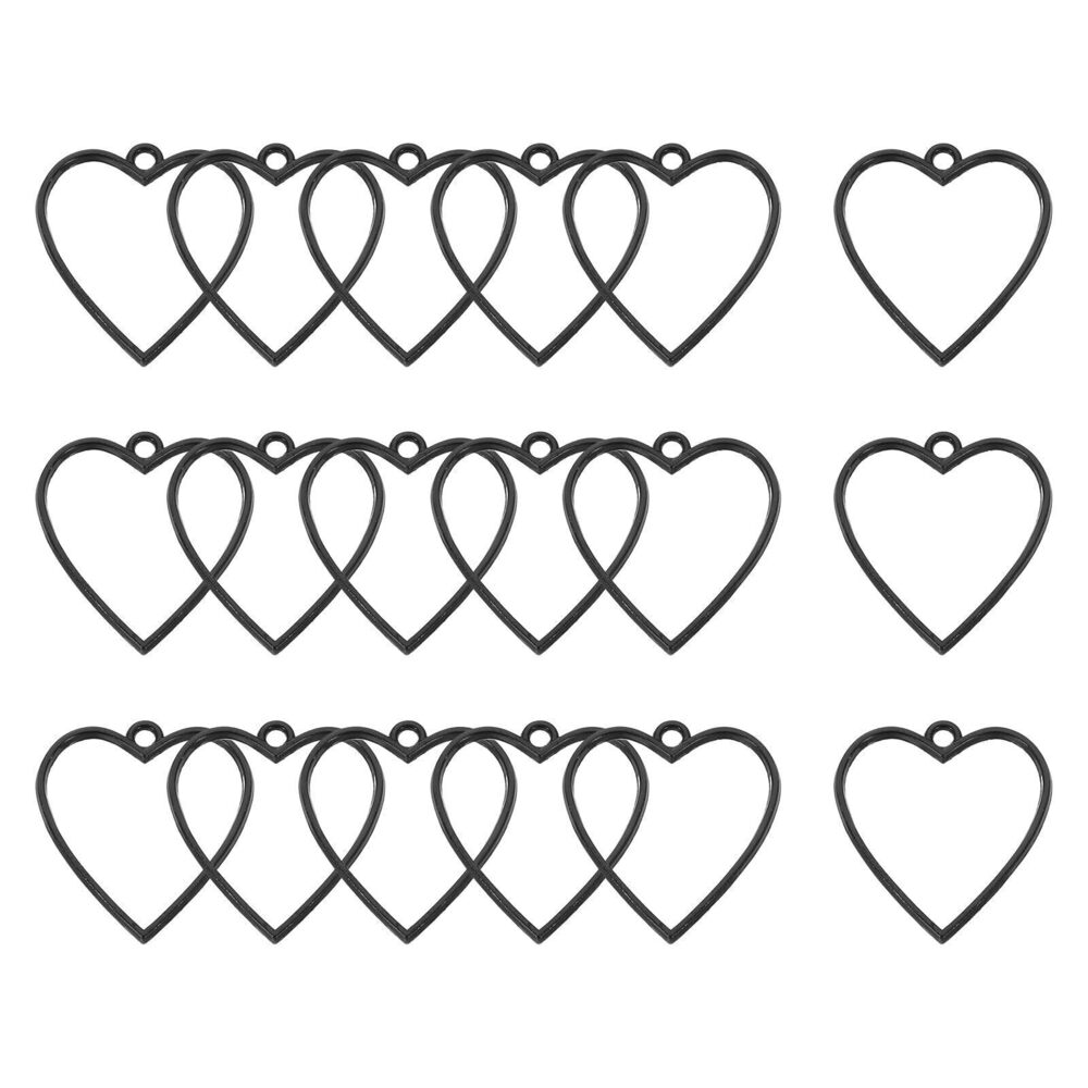 9569 36 Pcs Open Bezel, Heart Resin Bezels Pendants Open Back Bezels Metal